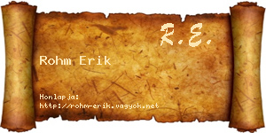 Rohm Erik névjegykártya